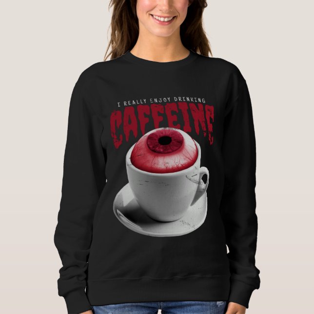 Caffeine Coffee cup Halloween T Shirt (Framsida)