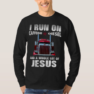 Caffeine Diesel Jesus Christian Trucker Distress T Shirt