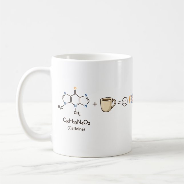Caffeine Equation–Coffee Powers You Funny Science  Kaffemugg (Vänster)