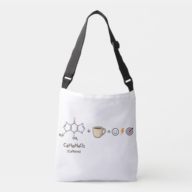 Caffeine Equation Tote Bag–Science Coffee Nerd Bag Axelväska (Framsida)