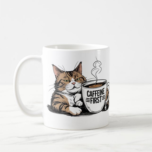 Caffeine First Coffee Mug for Grumpy Coffee Lovers Kaffemugg (Vänster)