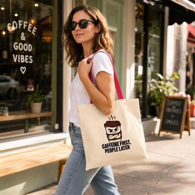 Caffeine först människor senare Introvert Tote Tygkasse (Skapare uppladdad)