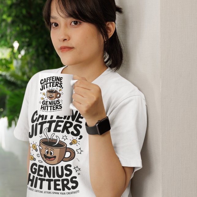 Caffeine Jitters Genius Hitters Motivation T Shirt (Skapare uppladdad)