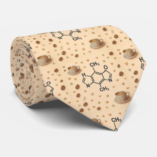Caffeine Molecule & Coffee Pattern Necktie  Slips