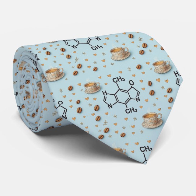 Caffeine Molecule & Coffee Pattern Necktie  Slips (Rullad)