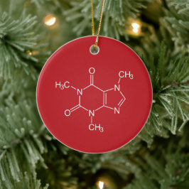 Caffeine Molecule Red Ceramic Ornament
