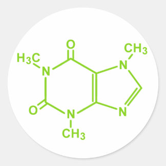 Caffeine Molecule Runt Klistermärke