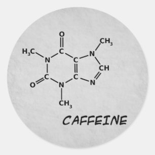 Caffeine Molecule Sticker Runt Klistermärke