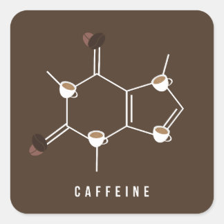 Caffeine Molecule Stickers Fyrkantigt Klistermärke