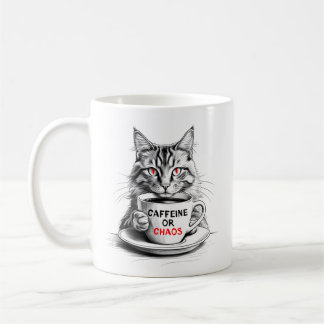 Caffeine Or Chaos Cat Coffee Lover Mug Kaffemugg