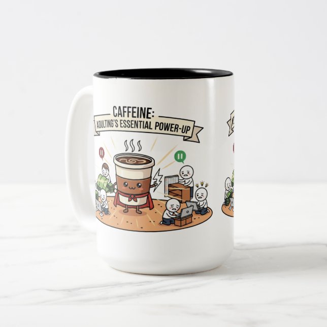 Caffeine Power Up Mugg - Lustigt adulting Coffee K (Framsida vänster)