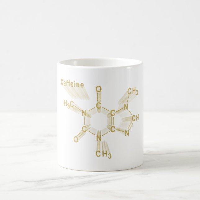 Caffeine Structural chemical formula gold Kaffemugg (Center)