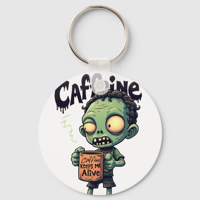 Caffeine Zombie Keychain Nyckelring (Framsida)