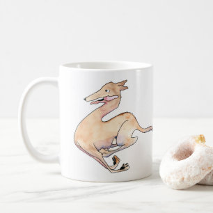 Caffiene sparkar vinthundillustrationmuggen kaffemugg