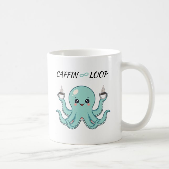 Caffin Loop Kawaii Coffee Mug – Octopus Cute  Kaffemugg (Höger)