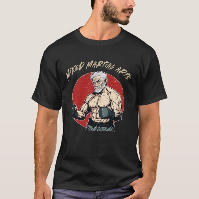Cage Fighter Pappa MMA Old Man T Shirt (Framsida)