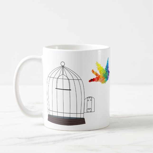 Caged fågelmugg för Autism medvetenhet Kaffemugg (Vänster)