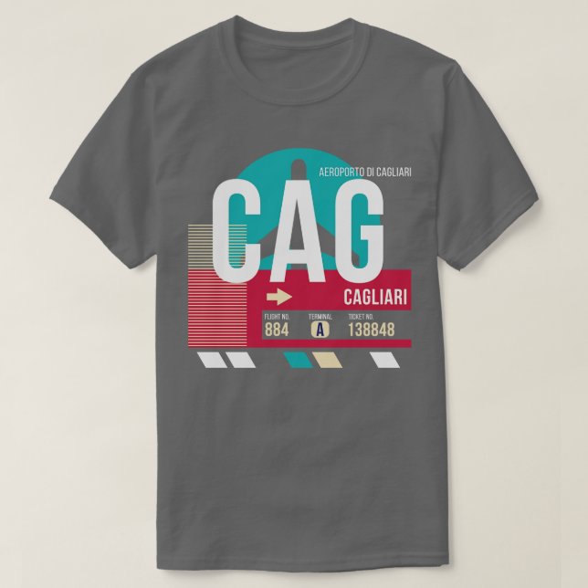 Cagliari Italien CAG Airport Code Baggage Märkre T Shirt (Design framsida)