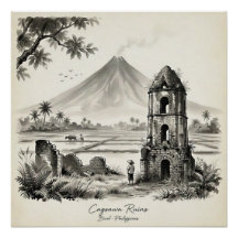 Cagsawa-ruinerna & Mayon-vulkanen Filippinerna