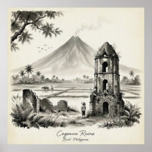 Cagsawa-ruinerna & Mayon-vulkanen Filippinerna