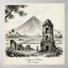 Cagsawa-ruinerna & Mayon-vulkanen Filippinerna Poster