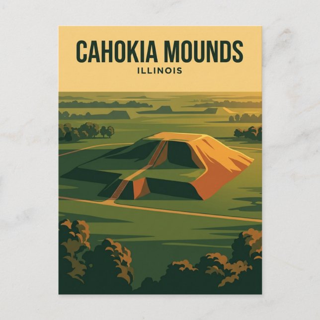 Cahokia Mounds Illinois Vykort (Framsida)