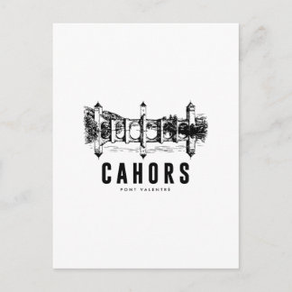 Cahors Architecture Pont Poster Gravure Noir et Vykort