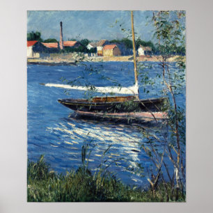 Caillebotte - båt vid förtöjning på notfartyg poster
