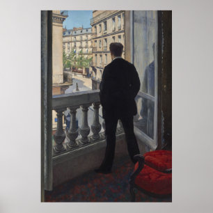 Caillebotte - en ung man på hans fönster poster