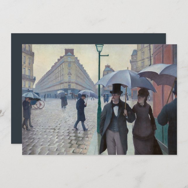 Caillebotte - Gott nytt år / Paris; Rainy Day Julkort (Fram/baksida)