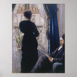 Caillebotte - Kvinna i interiör vid fönstret Poster