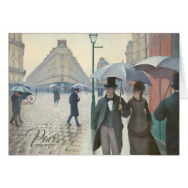 Caillebotte Paris-gatan i regnigt väderkort Hälsningskort