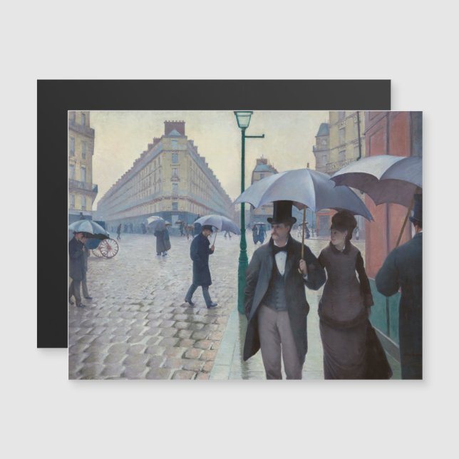 Caillebotte - Paris Street Rainy Day Magnetic Card (Fram/baksida)
