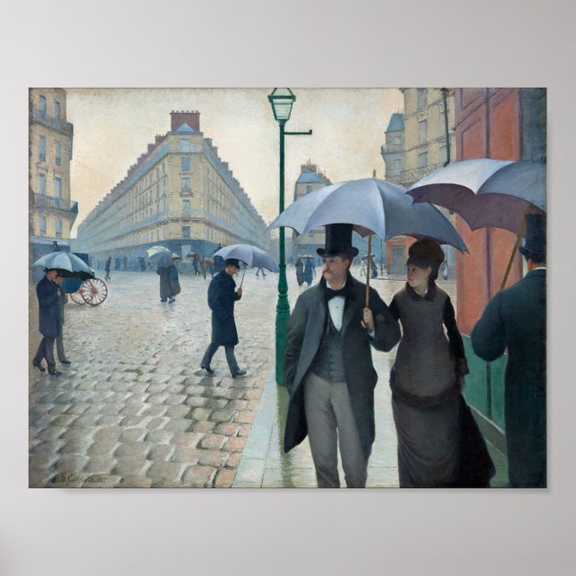 Caillebotte Paris Street Rainy Day Painting Poster (Framsidan)