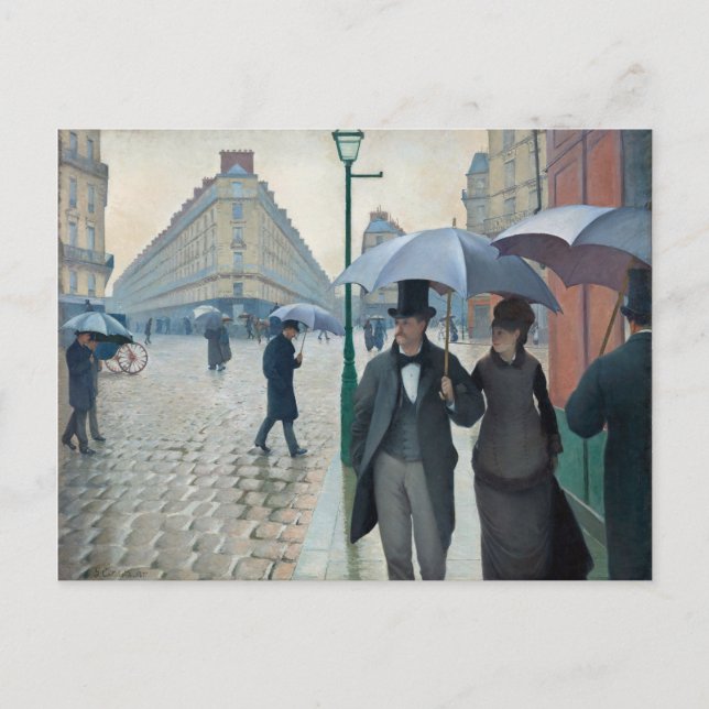 Caillebotte Paris Street Rainy Day Painting Vykort (Framsida)