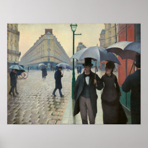 Caillebotte - Parisgatan Regnig Dag Poster