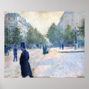 Caillebotte - Place Saint-Augustin Dimma Väder Poster