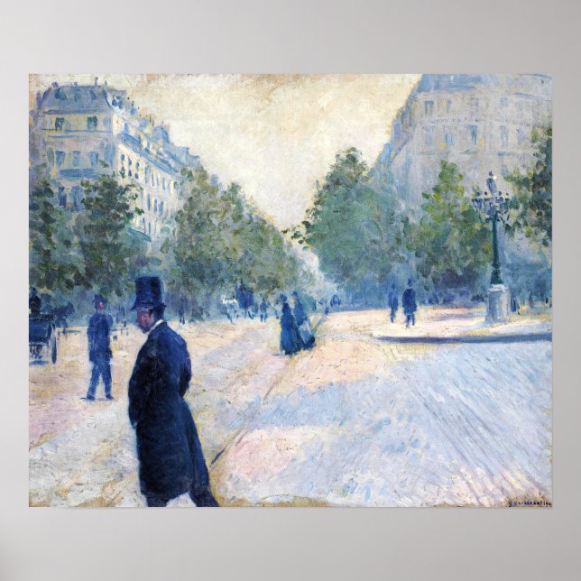 Caillebotte - Place Saint-Augustin Dimma Väder Poster (Framsidan)