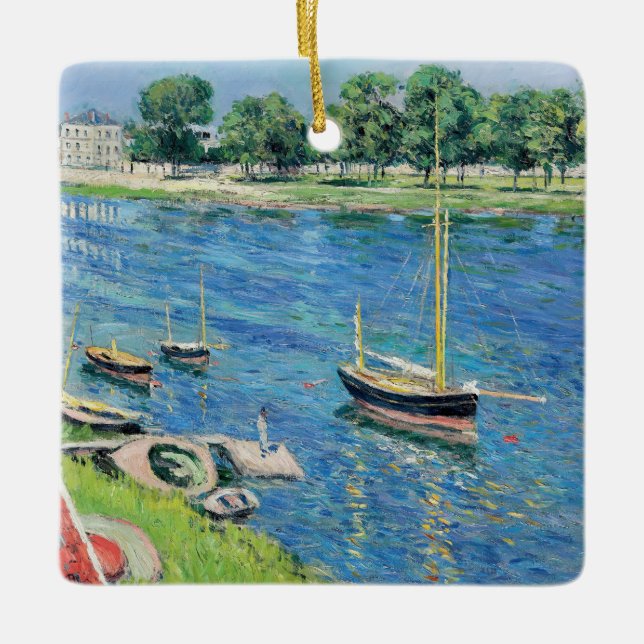 Caillebotte - Seine at Argenteuil, Boats at anchor Julgransprydnad Keramik (Framsida)