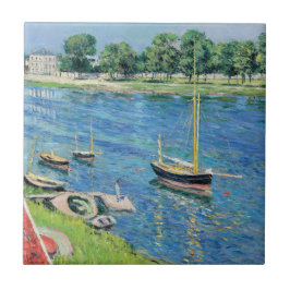Caillebotte - Seine at Argenteuil, Boats at anchor Kakelplatta