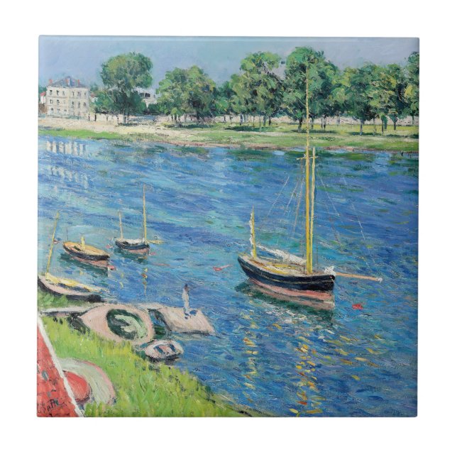 Caillebotte - Seine at Argenteuil, Boats at anchor Kakelplatta (Framsidan)