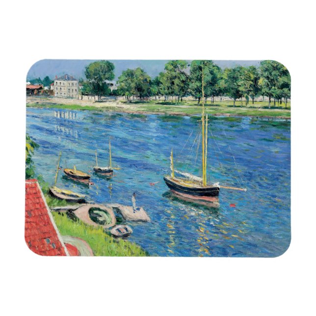 Caillebotte - Seine at Argenteuil, Boats at anchor Magnet (Horisontell)
