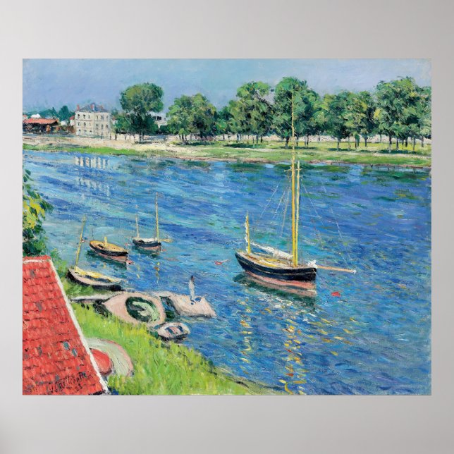 Caillebotte - Seine at Argenteuil, Boats at anchor Poster (Framsidan)