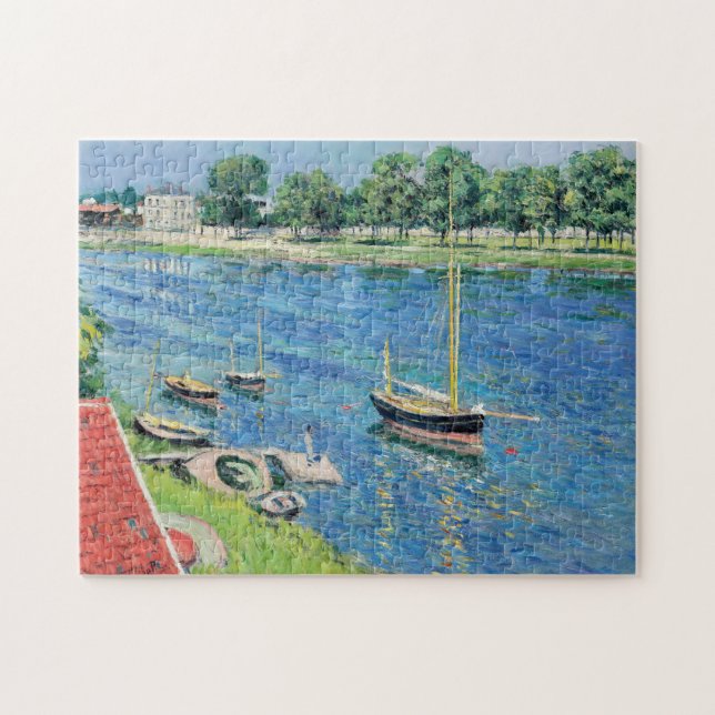 Caillebotte - Seine at Argenteuil, Boats at anchor Pussel (Horisontell)