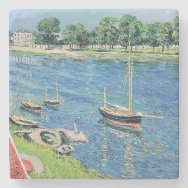 Caillebotte - Seine at Argenteuil, Boats at anchor Stenunderlägg (Framsidan)