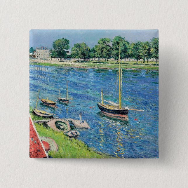 Caillebotte - Seine vid Argenteuil, Förankrade båt Knapp (Framsida)