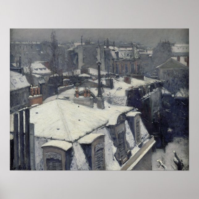 Caillebotte - Tak i snö (Snöeffekt) Poster (Framsidan)