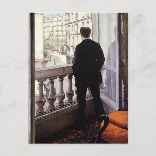 Caillebotte - Young Man på hans fönster Vykort (Framsida)