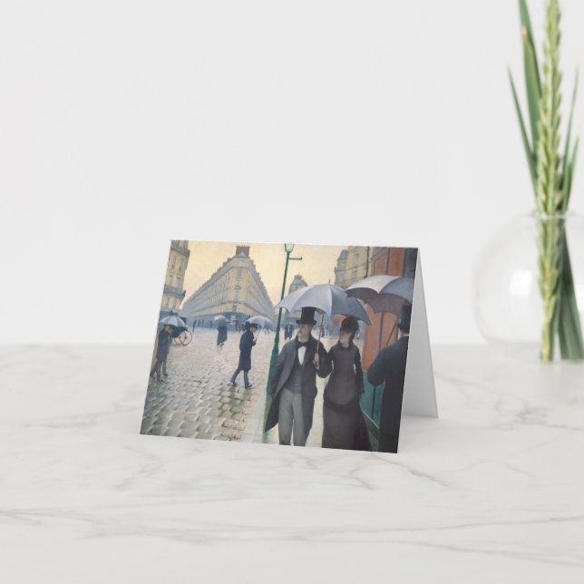 Caillebottes Rue de Paris, arbetar tillfälligt de Anteckningskort (Framsida)