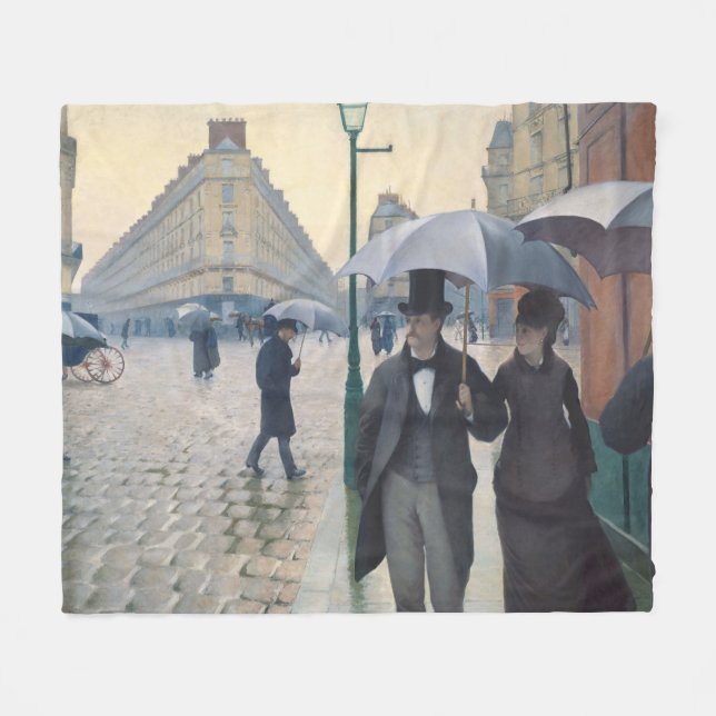Caillebotte's Rue de Paris, temps de pluie Fleecefilt (Framsidan (Horisontell))